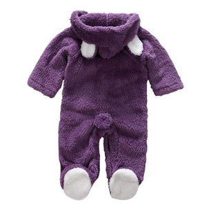 2019 New Winter Baby Clothes Flannel Baby Boy Clothes Cartoon Animal 3D Bear Ear Romper Jumpsuit Warm Newborn Infant Romper
