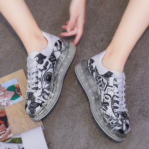 Doodle couple shoes air cushion sports shoes breathable adult vulcanized shoes coach shoes zapatillas hombre casual shoes large