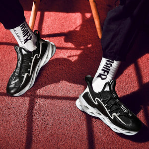 Fitness training running sneakers hollow soles breathable mesh men's casual shoes blade cushioning high elasticity Zapatillas