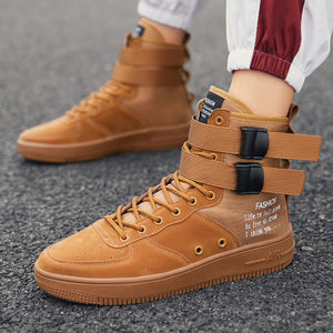 2020 new men's high-top tide shoes casual sports style youth trend casual board shoes Korean high-top velcro board shoes men