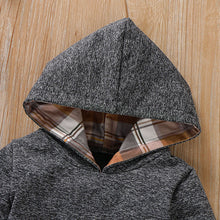 Load image into Gallery viewer, Infant Boys Girls Children kids baby clothes set Plaid Hooded Pullover Romper Bodysuit Pants boutique clothes Outfits Tracksuit