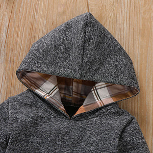Infant Boys Girls Children kids baby clothes set Plaid Hooded Pullover Romper Bodysuit Pants boutique clothes Outfits Tracksuit