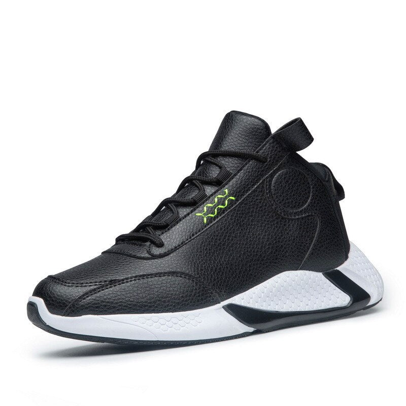 Four seasons jogging shoes men's lace-up sneakers Gaobang leather fashion men's shoes basketball sneakers student casual shoes