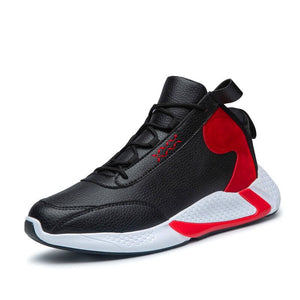 Four seasons jogging shoes men's lace-up sneakers Gaobang leather fashion men's shoes basketball sneakers student casual shoes