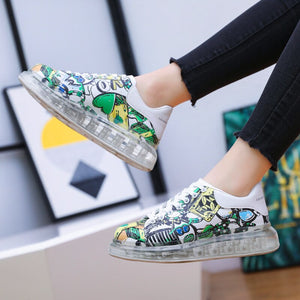 Doodle couple shoes air cushion sports shoes breathable adult vulcanized shoes coach shoes zapatillas hombre casual shoes large