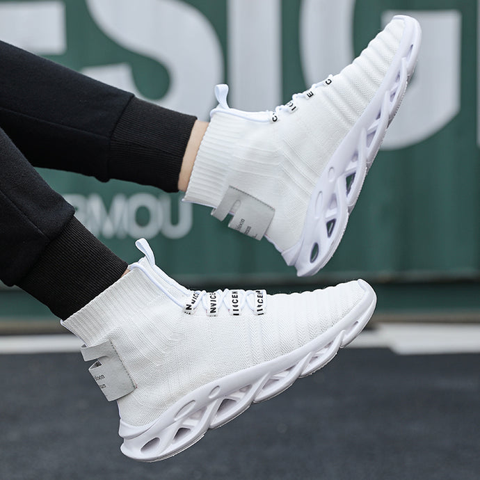 High-top socks socks shoes tide men's shoes high-quality fashion blade high-top casual sneakers soft sole lace-up lightweight