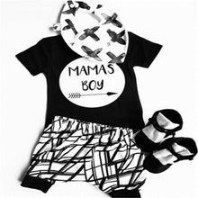 Load image into Gallery viewer, 0-24 Months Baby Boys Clothes Set Black Letter Print Tshirt For Boys White Striped Pants Leggings Baby Boys Clothing Newborn Set