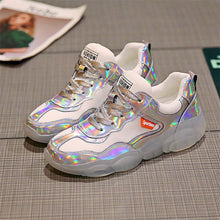 Load image into Gallery viewer, Crystal transparent bottom sports shoes wear non-slip ladies vulcanized shoes solid color bright temperament women&#39;s shoes