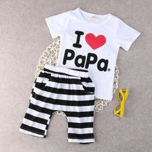 Load image into Gallery viewer, 2PCS Toddler Baby Girl Boy T-shirt Tee+Striped Pants Shorts Outfits Kids Cute Comfortable Short Sleeve Clothes