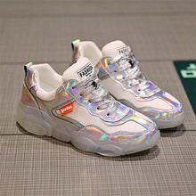 Load image into Gallery viewer, Crystal transparent bottom sports shoes wear non-slip ladies vulcanized shoes solid color bright temperament women&#39;s shoes