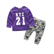 Load image into Gallery viewer, Baby boy clothes t shirt with printed pant for baby boys NYC printed baby clothes fashion vestido newborn boys clothes