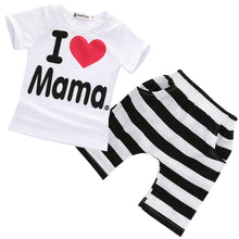 Load image into Gallery viewer, 2PCS Toddler Baby Girl Boy T-shirt Tee+Striped Pants Shorts Outfits Kids Cute Comfortable Short Sleeve Clothes
