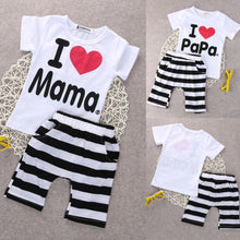 Load image into Gallery viewer, 2PCS Toddler Baby Girl Boy T-shirt Tee+Striped Pants Shorts Outfits Kids Cute Comfortable Short Sleeve Clothes