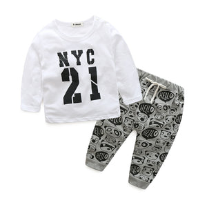 Baby boy clothes t shirt with printed pant for baby boys NYC printed baby clothes fashion vestido newborn boys clothes