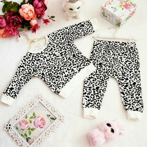 Infant girl outfits Leopard baby clothes set toddler girl long sleeve top cotton baby boy clothes 0-24M winter baby clothing D30
