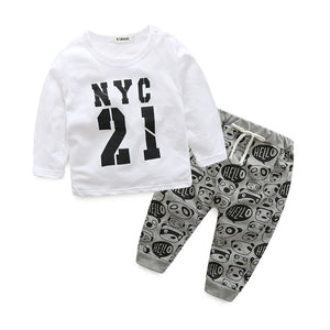 Baby boy clothes t shirt with printed pant for baby boys NYC printed baby clothes fashion vestido newborn boys clothes