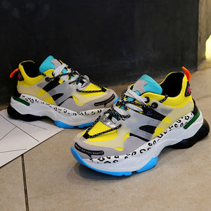 Catwalk fashion queen shoes women's vulcanized shoes flat stitching vamp breathable shoes quality fabric personality laces