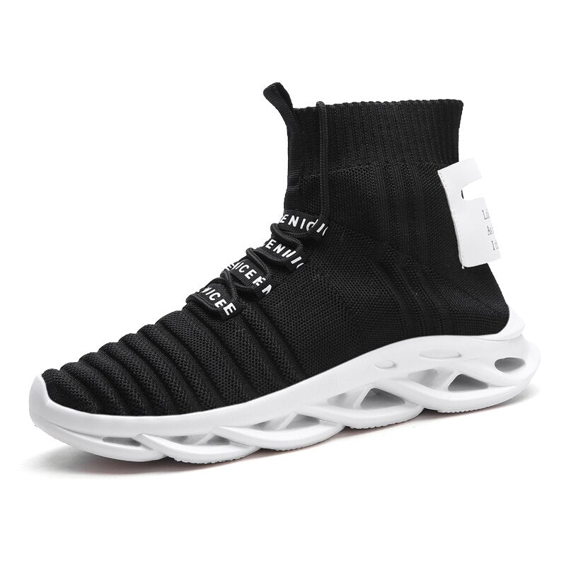 High-top socks socks shoes tide men's shoes high-quality fashion blade high-top casual sneakers soft sole lace-up lightweight