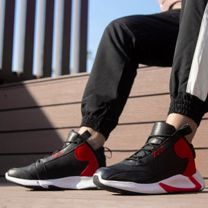Four seasons jogging shoes men's lace-up sneakers Gaobang leather fashion men's shoes basketball sneakers student casual shoes