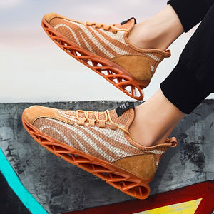 Men's cushioning high-top blade sports shoes lace-up casual shoes breathable flying woven sports running shoes Zapatos Hombre