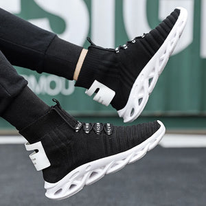 High-top socks socks shoes tide men's shoes high-quality fashion blade high-top casual sneakers soft sole lace-up lightweight