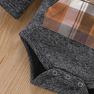 Infant Boys Girls Children kids baby clothes set Plaid Hooded Pullover Romper Bodysuit Pants boutique clothes Outfits Tracksuit