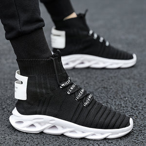 High-top socks socks shoes tide men's shoes high-quality fashion blade high-top casual sneakers soft sole lace-up lightweight