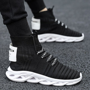 High-top socks socks shoes tide men's shoes high-quality fashion blade high-top casual sneakers soft sole lace-up lightweight