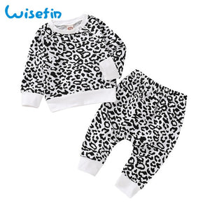 Infant girl outfits Leopard baby clothes set toddler girl long sleeve top cotton baby boy clothes 0-24M winter baby clothing D30