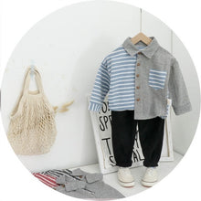 Load image into Gallery viewer, 2019 Autumn Fashion Children Cotton Clothes Baby Kids Lapel Striped Shirt Pants 2 Pcs/sets Toddler Clothing Boy Girls Tracksuits