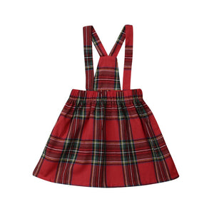 Christmas Toddler Baby Kid Girl Clothes Children Red Plaid Ruffles Skirts Newborn Baby Girl Rompers Overalls Xmas Girls Costumes