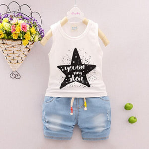 Fashion Brand Children Boys Girls 2pcs Tie TShirt Cotton Vest Cartoon Short Pant Baby Clothes 2020 New Summer Kids Clothing Sets