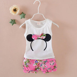 Fashion Brand Children Boys Girls 2pcs Tie TShirt Cotton Vest Cartoon Short Pant Baby Clothes 2020 New Summer Kids Clothing Sets