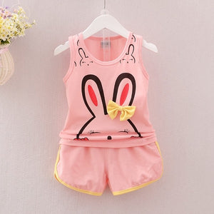 Fashion Brand Children Boys Girls 2pcs Tie TShirt Cotton Vest Cartoon Short Pant Baby Clothes 2020 New Summer Kids Clothing Sets