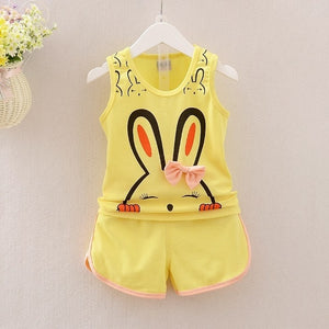 Fashion Brand Children Boys Girls 2pcs Tie TShirt Cotton Vest Cartoon Short Pant Baby Clothes 2020 New Summer Kids Clothing Sets
