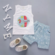 Load image into Gallery viewer, Fashion Brand Children Boys Girls 2pcs Tie TShirt Cotton Vest Cartoon Short Pant Baby Clothes 2020 New Summer Kids Clothing Sets