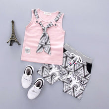 Load image into Gallery viewer, Fashion Brand Children Boys Girls 2pcs Tie TShirt Cotton Vest Cartoon Short Pant Baby Clothes 2020 New Summer Kids Clothing Sets