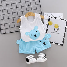 Load image into Gallery viewer, Fashion Brand Children Boys Girls 2pcs Tie TShirt Cotton Vest Cartoon Short Pant Baby Clothes 2020 New Summer Kids Clothing Sets