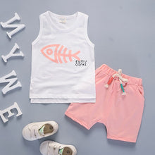 Load image into Gallery viewer, Fashion Brand Children Boys Girls 2pcs Tie TShirt Cotton Vest Cartoon Short Pant Baby Clothes 2020 New Summer Kids Clothing Sets