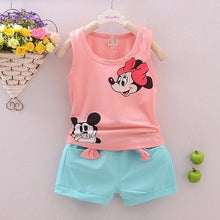 Load image into Gallery viewer, Fashion Brand Children Boys Girls 2pcs Tie TShirt Cotton Vest Cartoon Short Pant Baby Clothes 2020 New Summer Kids Clothing Sets