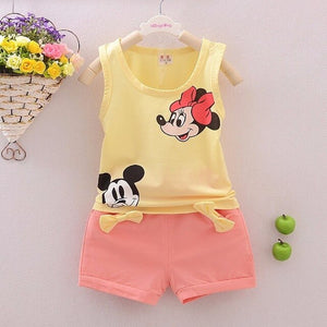 Fashion Brand Children Boys Girls 2pcs Tie TShirt Cotton Vest Cartoon Short Pant Baby Clothes 2020 New Summer Kids Clothing Sets