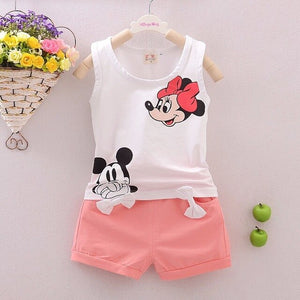 Fashion Brand Children Boys Girls 2pcs Tie TShirt Cotton Vest Cartoon Short Pant Baby Clothes 2020 New Summer Kids Clothing Sets
