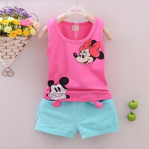 Fashion Brand Children Boys Girls 2pcs Tie TShirt Cotton Vest Cartoon Short Pant Baby Clothes 2020 New Summer Kids Clothing Sets