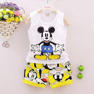 Fashion Brand Children Boys Girls 2pcs Tie TShirt Cotton Vest Cartoon Short Pant Baby Clothes 2020 New Summer Kids Clothing Sets
