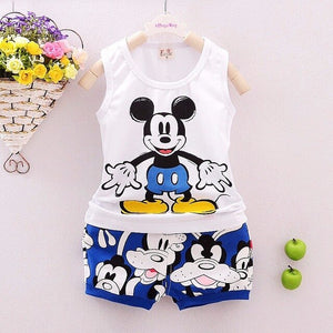 Fashion Brand Children Boys Girls 2pcs Tie TShirt Cotton Vest Cartoon Short Pant Baby Clothes 2020 New Summer Kids Clothing Sets