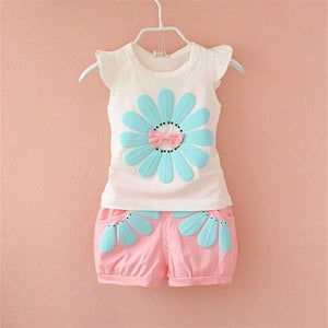 Fashion Brand Children Boys Girls 2pcs Tie TShirt Cotton Vest Cartoon Short Pant Baby Clothes 2020 New Summer Kids Clothing Sets