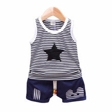 Load image into Gallery viewer, Fashion Brand Children Boys Girls 2pcs Tie TShirt Cotton Vest Cartoon Short Pant Baby Clothes 2020 New Summer Kids Clothing Sets