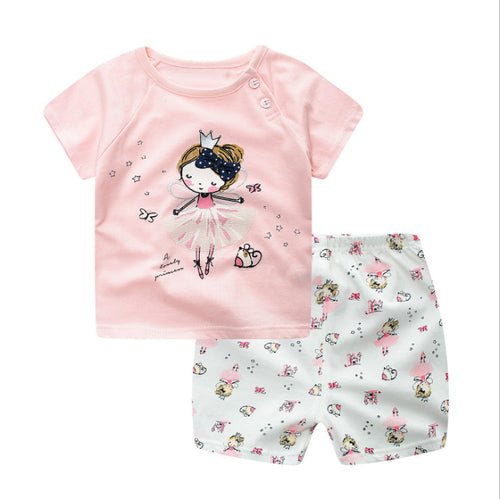 2019 Summer Princess Baby Girl Clothes, Newborn Clothing Pink Tshit Outfits For Kids 6 M -24 Months