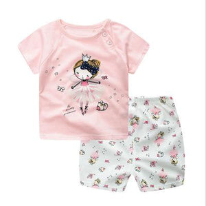 2019 Summer Princess Baby Girl Clothes, Newborn Clothing Pink Tshit Outfits For Kids 6 M -24 Months