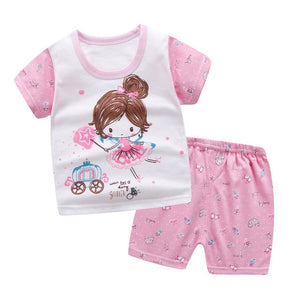 2019 Summer Princess Baby Girl Clothes, Newborn Clothing Pink Tshit Outfits For Kids 6 M -24 Months
